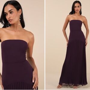 Lulu's Elegant Purple Strapless Maxi Dress